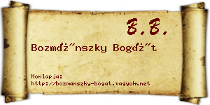 Bozmánszky Bogát névjegykártya